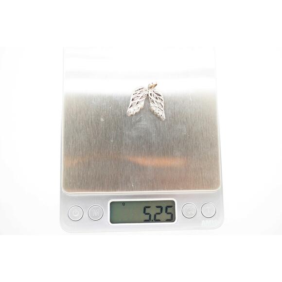 14k White Gold Diamond Angel Wings Pendant Charm Estate Sale 0.20 TCW